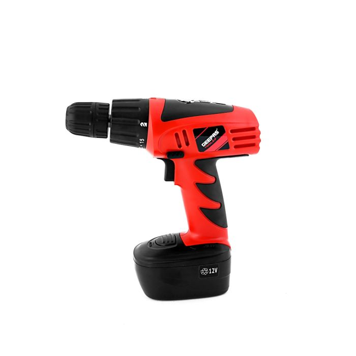 Geepas 12V Cordless Percussion Drill - Compact Electric Drill Screwdriver With 13 Pcs Drill/Screwdrivers Bit, 15+1 Torque Setting | No Speed Load 0-550RPM | 1 Year Warranty