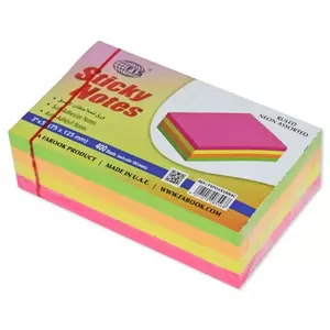 FIS Sticky Note Pad, 3X5 inches, Pack of 4, Ruled, 4 Assorted Neon Color -FSPO3X5RN4C