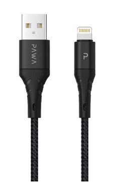 Pawa Nylon Braided 2.4A Data & Quick Charging Lightning Cable - Black