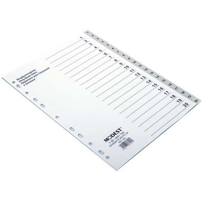 DIVIDER 1-20 Tab PVC Grey