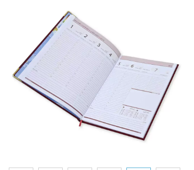 FIS Golden Executive Diary 2024 Arabic/English/French (1-Week at a glance) Vinyl, Cover Maroon - FSDI32AEG24MR