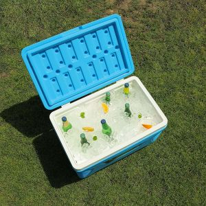Royalford Insulated Ice Cooler Box - Plastic - Blue - 62 Liter