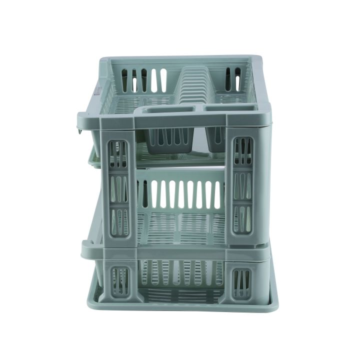 Royalford 2-Layer Dish Rack- RF10882| Plastic Plate Stand With Tray| Glass, Spoon And Utensils Holder| Dish Organizer For Kitchen| Stand With Drainer| Compact And Stylish Design| Premium Quality Dryin