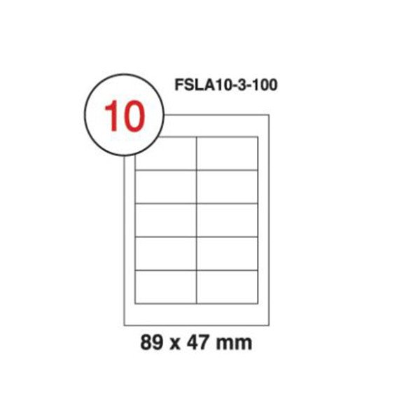 FIS Multipurpose Laser Labels, Colour White, Size 89X47MM, (10 Sticker x 100 Sheet) A4 Size, E.U. Origin Material - FSLA10-3-100