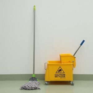 Royalford Dual Colour Cotton Mop Pvc Coated Wooden Handle - Multicolour