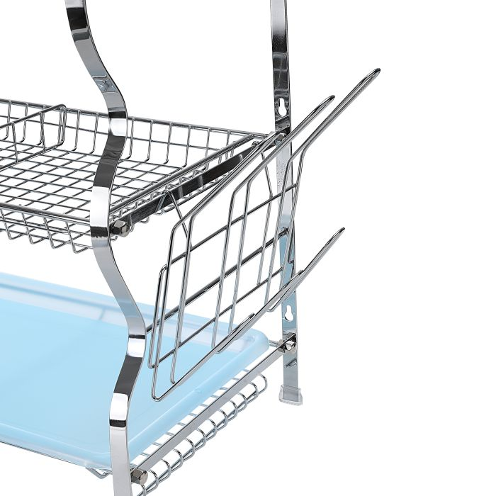 3-Layer Dish Rack, SS Dish Rack With Drainer Tray, RF2569 | Multi-Purpose Detachable Draining Board | Dish Rack With Cup Holder & Utensil Holder | Dish Drainers For Kitchen