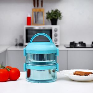 Royalford 16L 2 Layer Lunch Box - Stainless Steel - Green