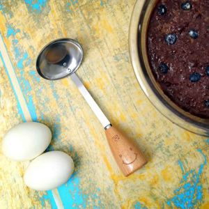 Royalford Soup Ladle With Wooden Handle - Stainless Steel, Melamine - Silver - 35 CM