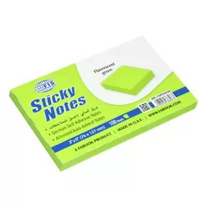 FIS Sticky Note, Fluorescent Green Colours, Size 3 x 5 Inch, 100 Sheets, Quantity per Pack 12 - FSPO35FGR