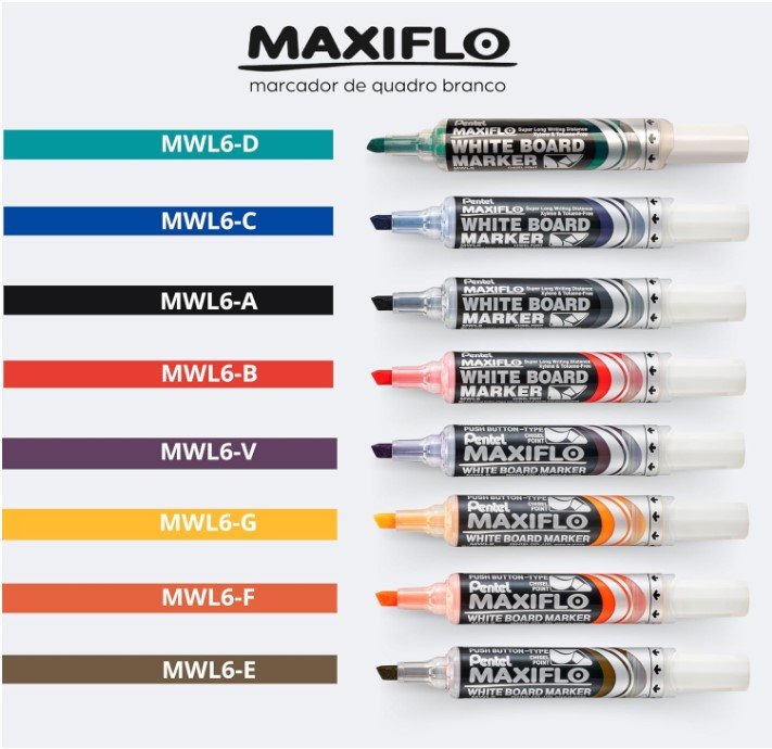 Pentel Maxiflo Whiteboard Marker Chisel Blue pack of 12