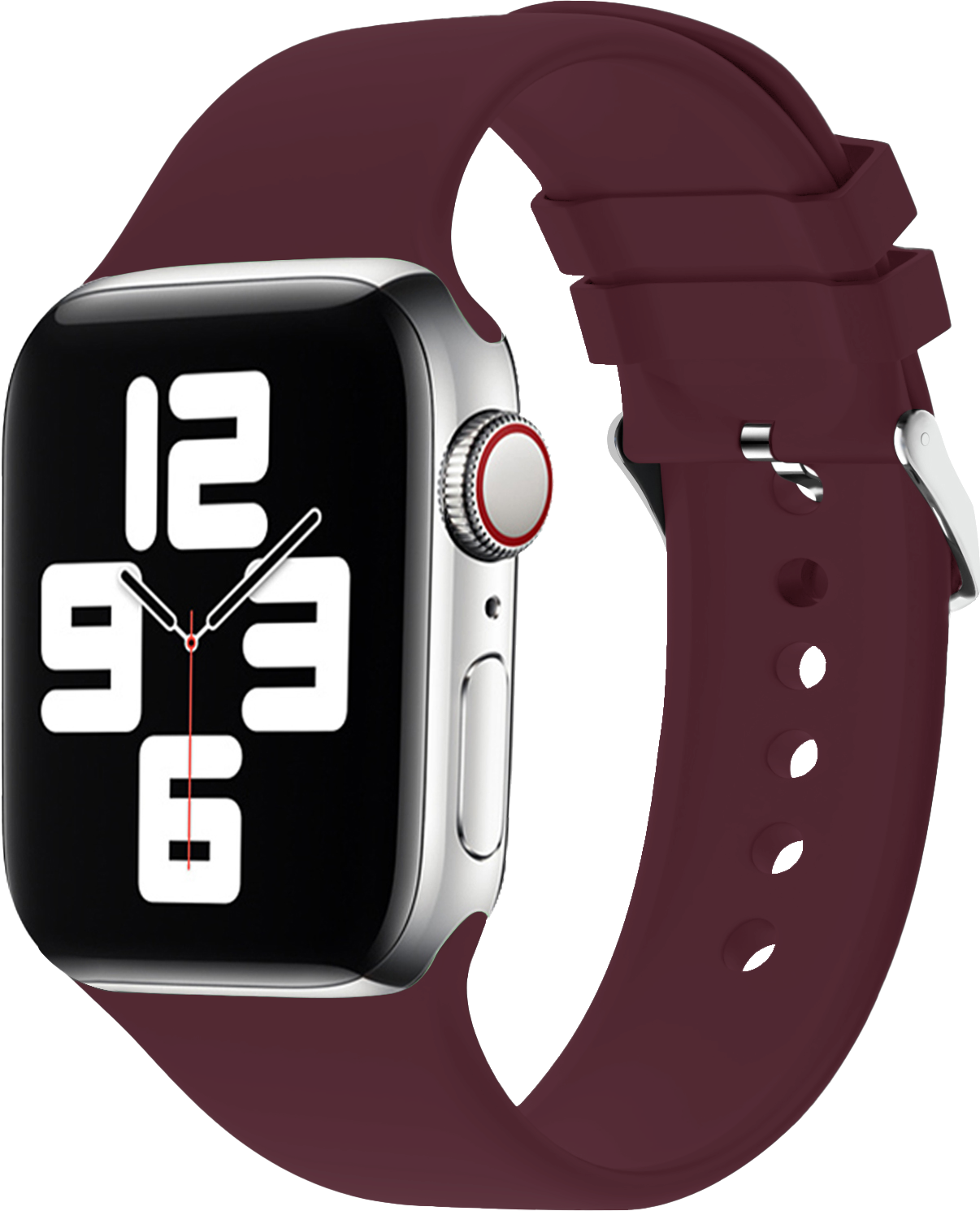 Green Silicone Band with Buckle Watch Strap for Apple Watch 42/44/45MM - Wine Red