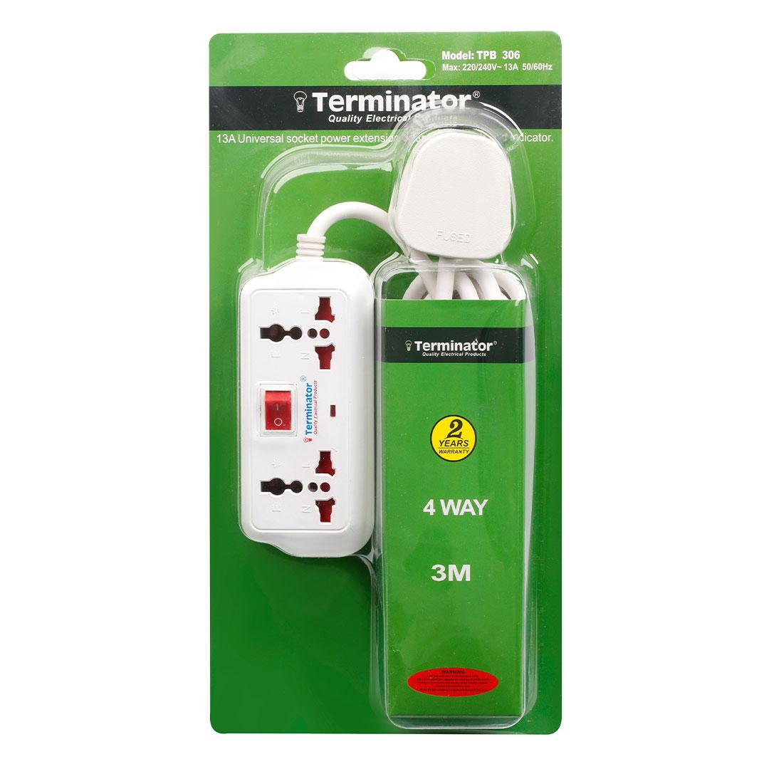 4 Way Universal Extension Socket Lead With 3M Cable 13A Plug