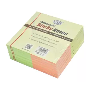 FIS Sticky Note, 4 Assorted Fluorescent Colours in Sets, Size 3 x 3 Inch, 4 Colours x 100 Sheets, Quantity per Pack 6 - FSPOF33C4X100