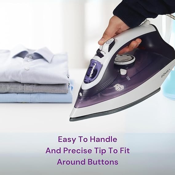 DOMEA 2200 Watts Steam Iron|Adjustable Thermostat | Anti Drip Function, Light Weight With Ceramic Sole Plate, For All ClothTypes, Anti Calc & Auto Clean, Spray & Steam Burst Setting |2 Years Warranty