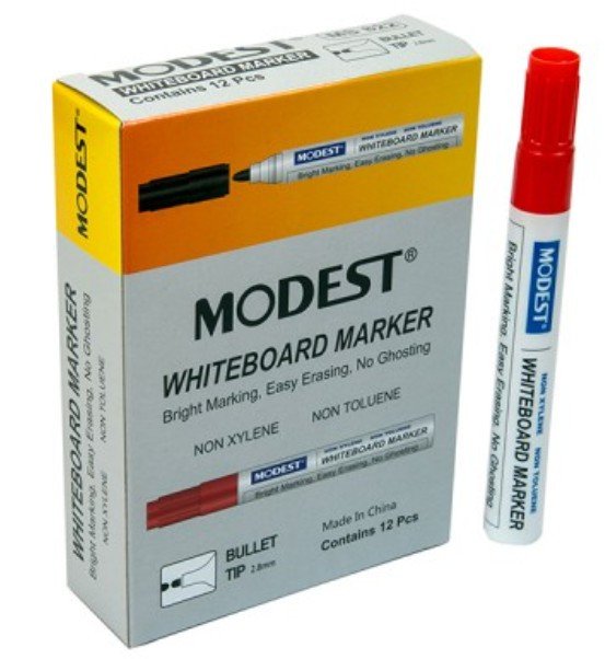 Modest White board Marker Bullet MS-822 Red, (Pack of 12 Pcs)