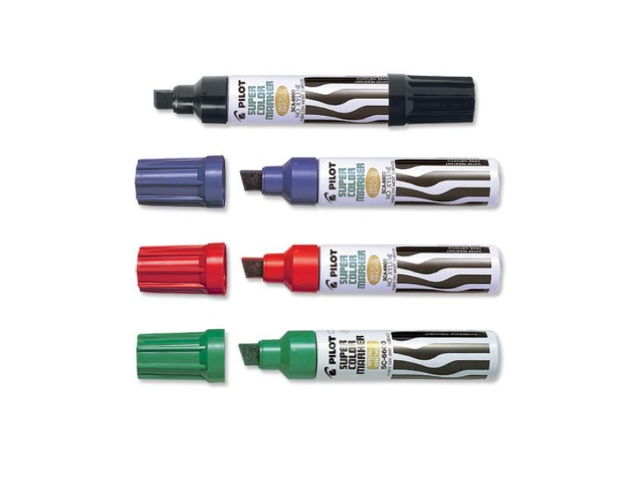 Pilot Super Color 43100 Permanent Marker, Jumbo Chisel, Black (12 of Pack)