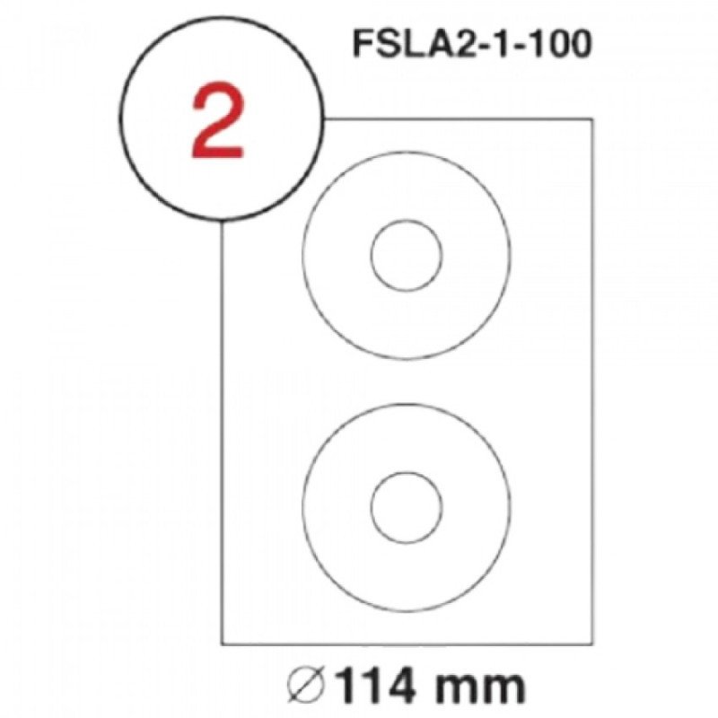 FIS Multipurpose Laser Labels, Colour White, Size 14 MM, (2 Stickers x 100 Sheet) A4 Size, E.U. Origin Material - FSLA2-1-100