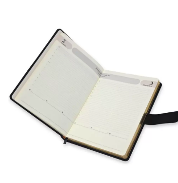 FIS Golden Agenda Diary 2024 (English) Italian PU, 1-Side Padded, Black - FSDI75EPG24BK