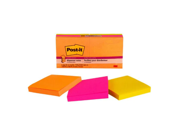 3M Post-it Super Sticky Pop-up Notes Assorted Ultra Colors, 3 in x 3 in, 6 Pads/Pack