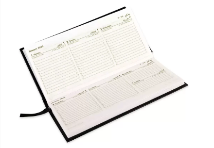 FIS 2024 Slim Arabic English Diary Vinyl Hard Cover Black -FSDI51AE24BK