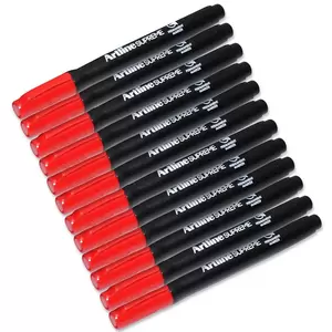 Artline Supreme Permanent Marker Pack of 12,1.0mm, Bullet, Red - ARMKEPF-700RE