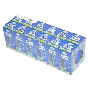 12-Piece FIS Stamp Pad Inks 30 ml, Black Color - FSIK030BK