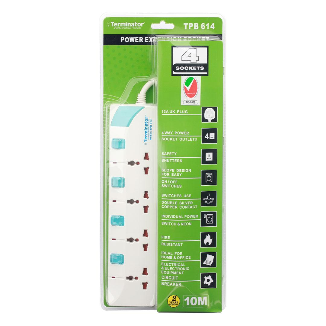 4 Way Extension Socket 10M Cable