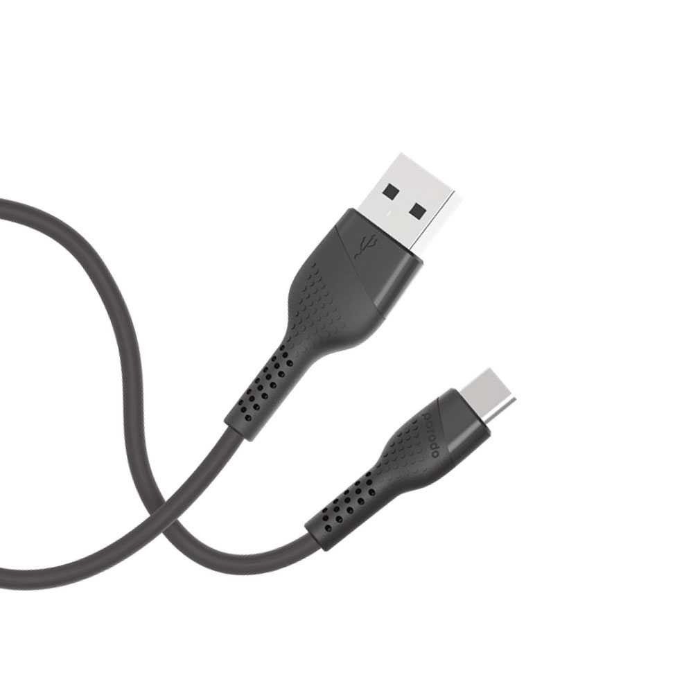 Porodo Blue TPE/PVC USB-A to USB-C Cable 1.2M 2.4A - Black