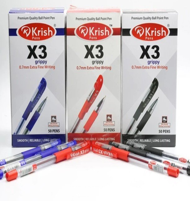 Krish X3 Grippy Ball Pen (0.7mm, Red)- 50 Pc Box