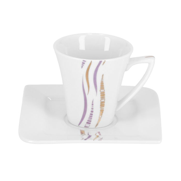 12Pcs Bone China Square Cup & Saucer Set, RF4306 | Non-Toxic, Smooth Surface, Translucent, Comfortable Grip And Lightweight Cup & Saucer Set | Ideal For Daily Use