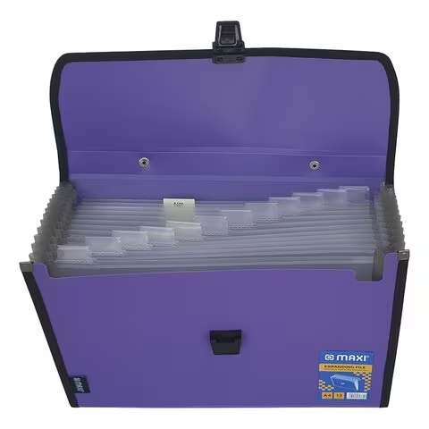 Maxi Expanding File With Handle A4 Size 13 Tab Purple
