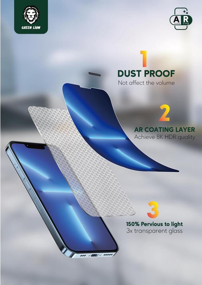 Green Anti-Reflective Transparent Glass Screen Protector For iPhone 13 Pro Max ( 6.7" ) - Clear