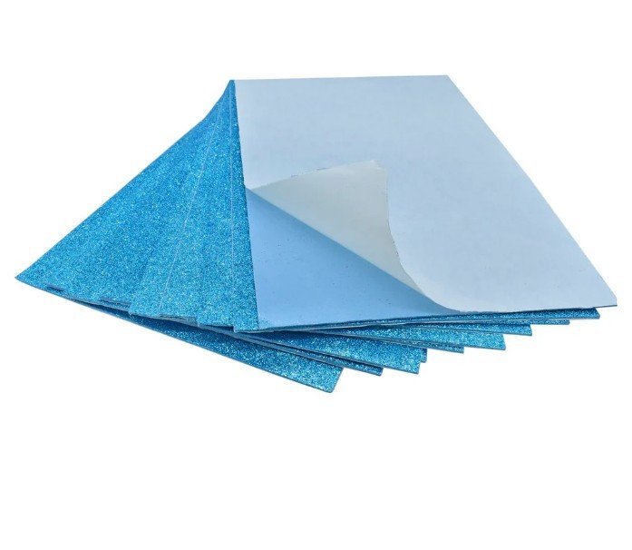 Glitter Eva Normal Foam A4 Single Sheet with Sticker, 21x29cm 2mm- Light Blue Color