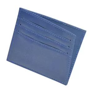 FIS Italian PU Soft Cover Stiched Slim Wallet Polyurethane For Unisex, Two Side open 6 ID Card Pockets, Size 8 x 10.5 cm, Blue Colour - FSPQSW12