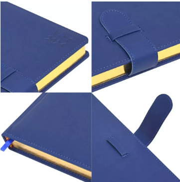 FIS Golden Agenda Diary 2024 (Arabic/English) Italian PU, 1-Side Padded, Blue - FSDI75AEPG24BL