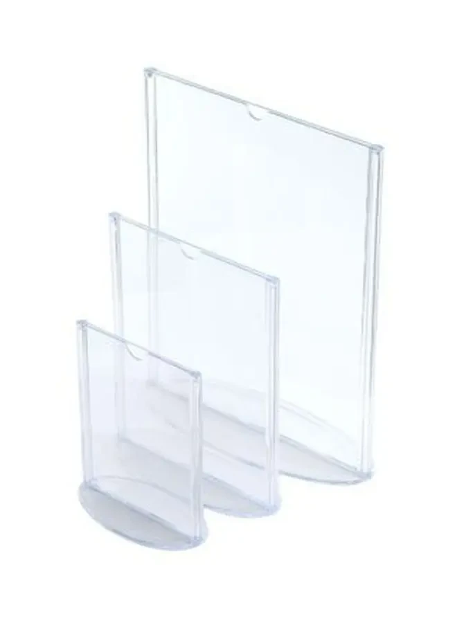 Partner A5 Vertical T Shape Oval Base Sign Holder Clear
