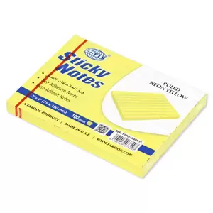 FIS Sticky Note Pad, 3X4 inches, Pack of 12, Ruled Neon Yellow -FSPO3X4RNYL