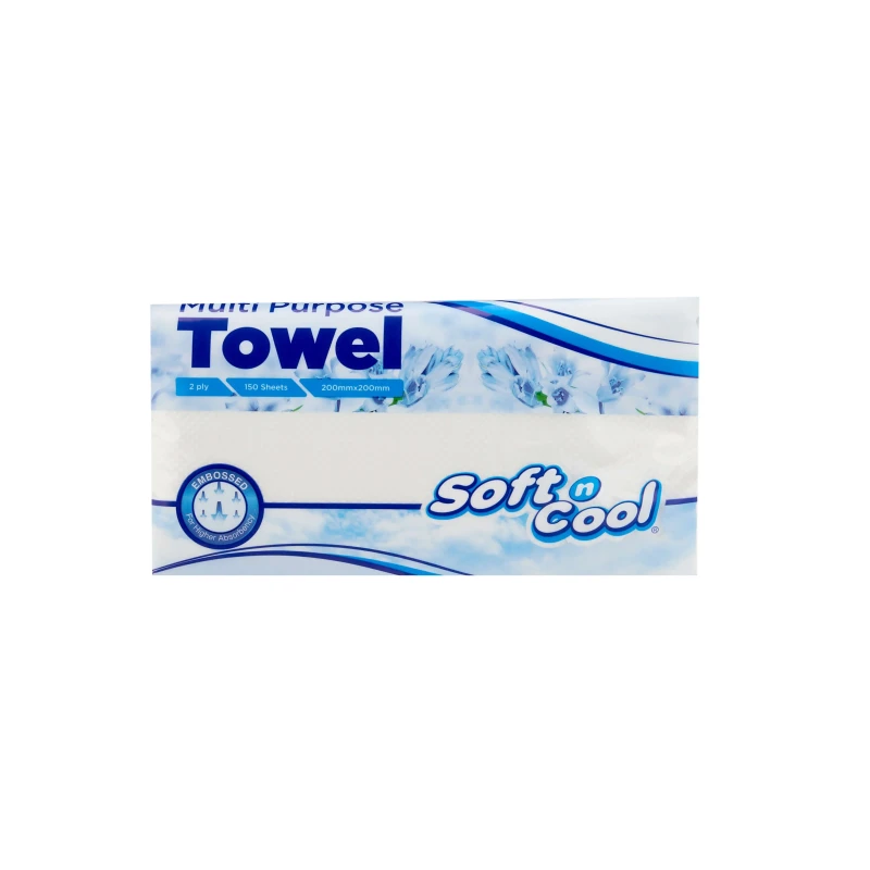 Soft n Cool Multi Purpose Paper Towel 150 Sheets x 2 ply(200 Mm X 200 Mm)
