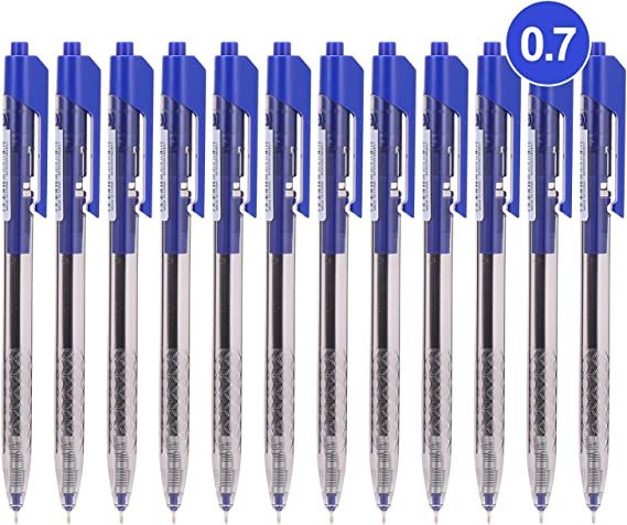Deli 12-Piece Arrow Retractable Ballpoint Pen Set 0.7mm Tip Black & Blue Ink