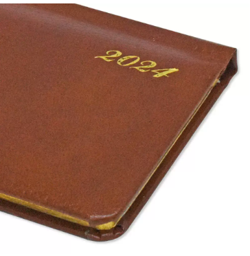 Fis 2024 Slim Diary Bonded Leather English 1Sides Padded Brown -FSDI52EGB24BR