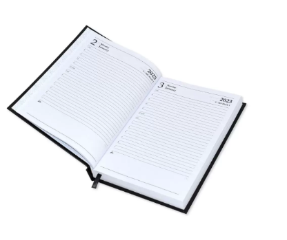 Fis 2023 A5 Diary,Vinyl, English Hard Cover Black -FSDI21E23BK