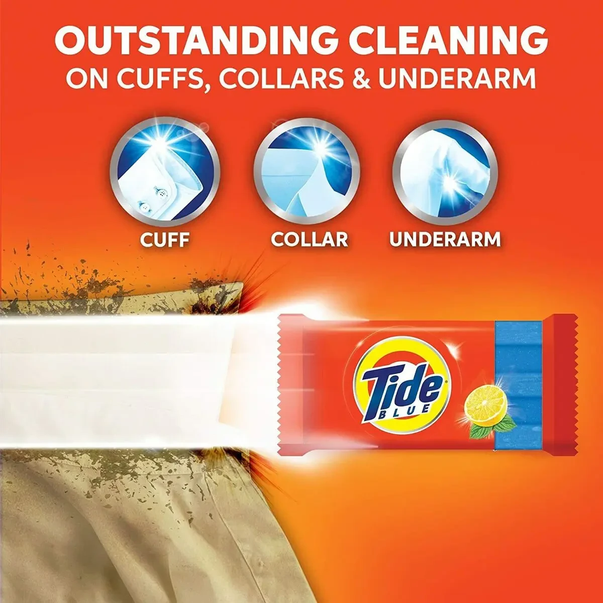 Tide White Detergent Laundry Bar - Deep Clean for Cuff, Collar and Underarm - 120 grams