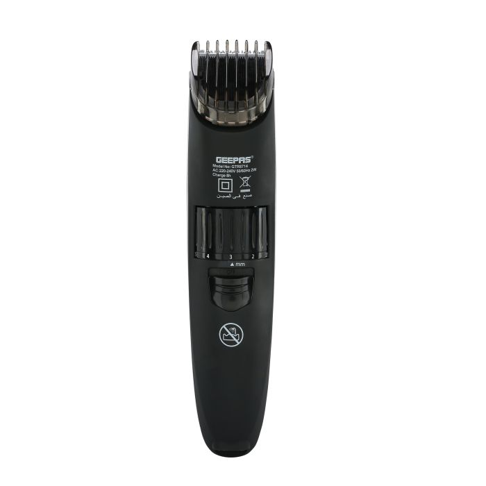 Geepas GTR8714Rechargeable Trimmer 2W - Precise Beard Styler With Fine Steel Head | Cordless Trimmer, 40 Minutes Working In Single Charge, 600mAh Rechargeable Battery
