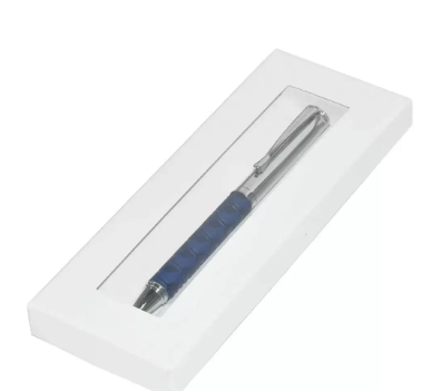 FIS Silver Pens with Embossed Italian PU Wrapper and Gift Box, Blue Colour - FSPNSPUBLD3