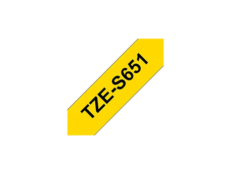Brother P-touch 24mm TZ-S651 Strong Adhesive Tape, Black on Yellow