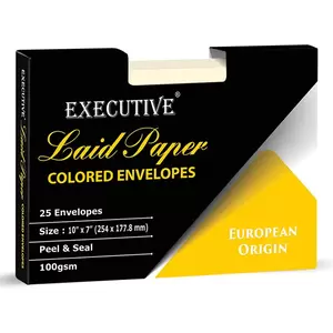 FIS Executive Laid Paper Envelopes Peel & Seal, Pack of 25 Pcs. Camille Off White Color, 10 x 7 inch Size, 100 GSM - FSEE1033POWB25