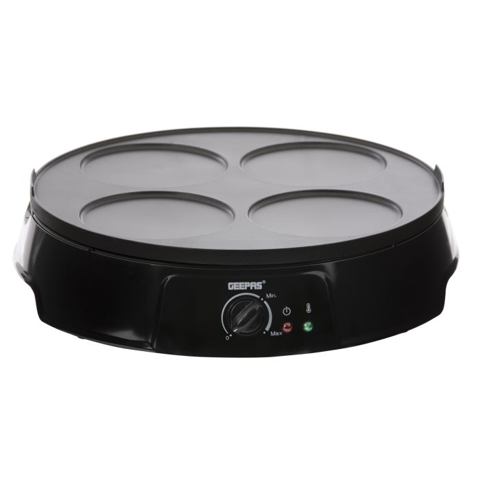 Geepas GCM36512UK 1200W Crepe Maker & Pancake Electric Machine - Non-Stick Cooking Plate | Adjustable Temperature Control | Power & Ready Lights | Removable & Reversible 30cm Plate | 2 Year Warranty