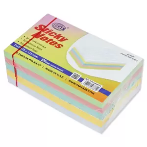 FIS Sticky Note Pad, 3X5 inches, Pack of 5, Ruled 5 Assorted Pastel Color -FSPO3X5RP5C
