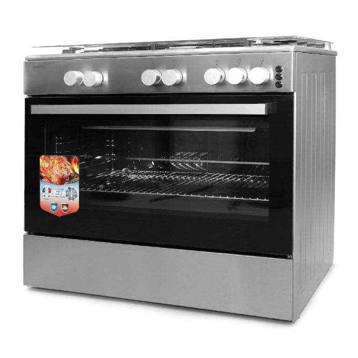 Geepas GCR9087NTST Full Safety Gas Cooking Range, 90 X 60