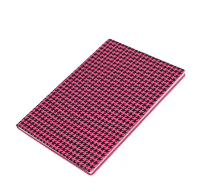 Pack of 5 Pieces PVC Soft Cover Square Lines Notebook, Size A5 Pink/Black